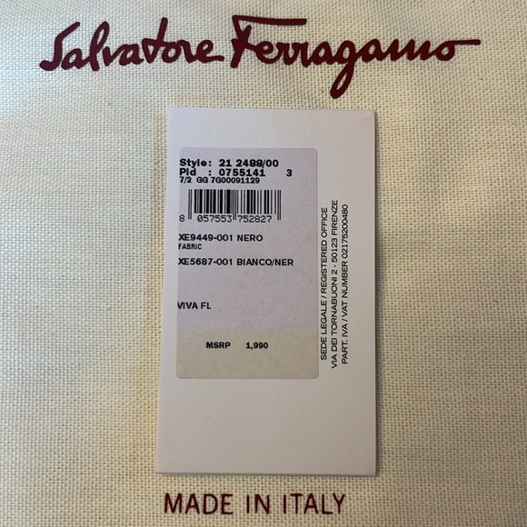 NWT SALVATORE FERRAGAMO VIVA BOW NERO FABRIC BIANCO/NERO SEQUIN BAG. - Picture 8 of 8